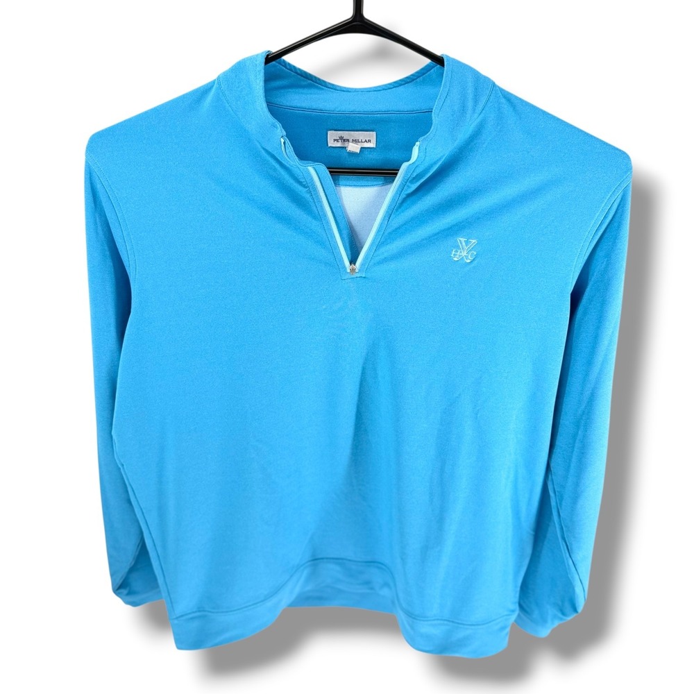 Peter Millar Yeamans Hall Club Quarter Zip Mens XL Blue Golf Private Charleston